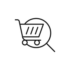 Shopping Cart with Search icon Vector Design. Shopping Cart icon with Searching design concept for e-commerce, online store and marketplace website, mobile, logo, symbol, button, sign, App UI