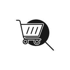 Shopping Cart with Search icon Vector Design. Shopping Cart icon with Searching design concept for e-commerce, online store and marketplace website, mobile, logo, symbol, button, sign, App UI