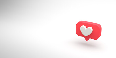 3D render illustration of social media like icon