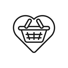 Shopping Wish List icon Vector Illustration. Shopping Wish List with Love Shape icon design concept for e-commerce, online store and marketplace website, mobile, logo, symbol, button, sign, App UI