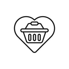 Shopping Wish List icon Vector Illustration. Shopping Wish List with Love Shape icon design concept for e-commerce, online store and marketplace website, mobile, logo, symbol, button, sign, App UI