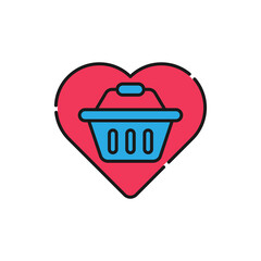 Shopping Wish List icon Vector Illustration. Shopping Wish List with Love Shape icon design concept for e-commerce, online store and marketplace website, mobile, logo, symbol, button, sign, App UI