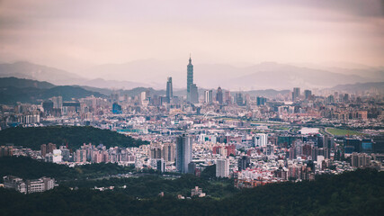Naklejka premium panorama view of Taipei, Taiwan