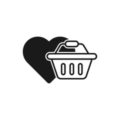 Shopping Wish List icon Vector Illustration. Shopping Wish List with Love Shape icon design concept for e-commerce, online store and marketplace website, mobile, logo, symbol, button, sign, App UI