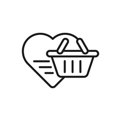 Shopping Wish List icon Vector Illustration. Shopping Wish List with Love Shape icon design concept for e-commerce, online store and marketplace website, mobile, logo, symbol, button, sign, App UI