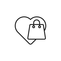 Shopping Wish List icon Vector Illustration. Shopping Wish List with Love Shape icon design concept for e-commerce, online store and marketplace website, mobile, logo, symbol, button, sign, App UI