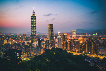 Taipei city view at elephant mountain, Taipei Taiwan