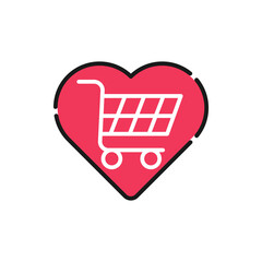 Shopping Wish List icon Vector Illustration. Shopping Wish List with Love Shape icon design concept for e-commerce, online store and marketplace website, mobile, logo, symbol, button, sign, App UI