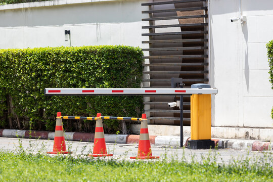 car park barrier with recoding CCTV camera, automatic entry system..