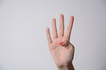 Number four Woman Hand, A hand sign gesture
