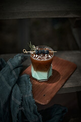 mint syrup added topped with hot espresso.