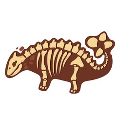 Dinosaur skeleton in cartoon style. The bones of a prehistoric animal underground. Archeology. Vector illustration isolated on white background.