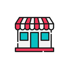 Fototapeta premium Store icon Vector design Illustration. Store Building icon vector design for e-commerce, online store and marketplace. Market Shop icon vector for website, mobile, logo, symbol, button, sign, app UI