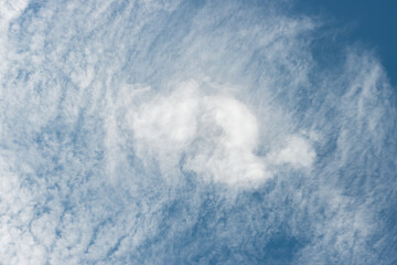 cirrocumulus clouds and blue sky in late spring