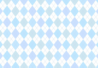 【背景素材】アーガイルチェック柄44　白背景（薄青、水色、グレー、空色）
