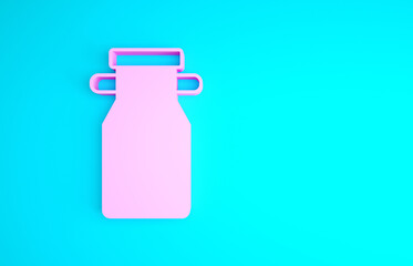 Pink Can container for milk icon isolated on blue background. Minimalism concept. 3d illustration 3D render