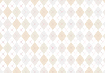 Fototapeta premium 【背景素材】アーガイルチェック柄57 白背景（グレー、茶色、薄茶色、カフェオレ）