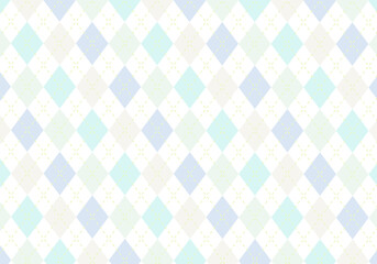 【背景素材】アーガイルチェック柄60　白背景（グレー、緑、水色、青）