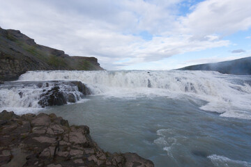 Gullfoss falls in summer season view, Iceland