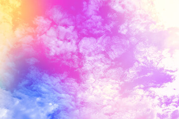 Fototapeta na wymiar beauty sweet pastel soft love pink with fluffy clouds on sky. multi color rainbow image. abstract fantasy growing light