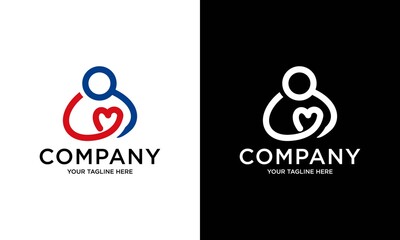 Human heart logo design. People love and care logo. Line art/outline style