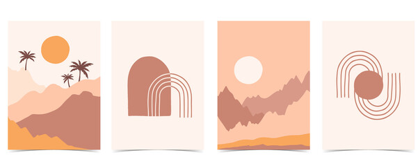 Fototapeta na wymiar Collection of contemporary background set with rainbow,mountain,sun.Editable vector illustration for website, invitation,postcard and poster