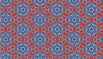 seamless pattern of red and blue tiles in Moroccan style
