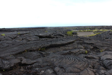 ハワイ島（ビッグアイランド）溶岩に覆われた海岸(黒砂海岸）