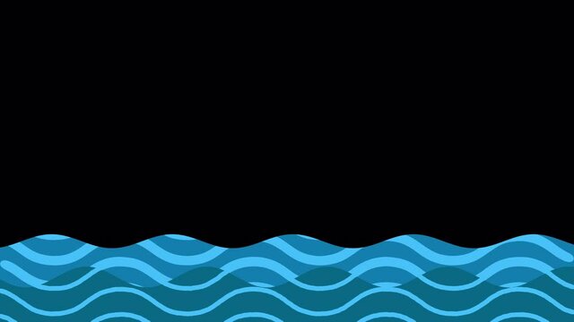 Wave animation with texture and alpha channel.Sea wave cartoon animate.Looped ocean wave lines pattern motion.

