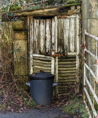 Gritty old shed doors and a dustbin in need of some care and attention