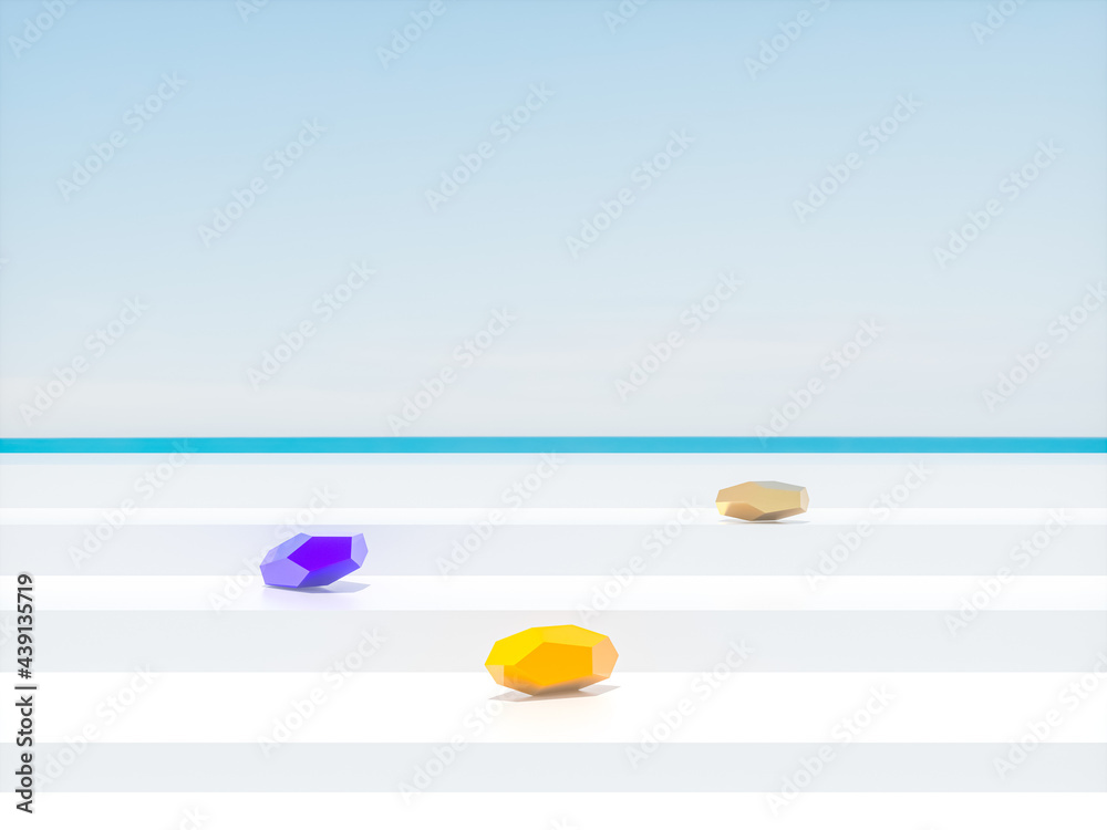 Fototapete abstract summer beach scene with a podium background. 3d rendering.