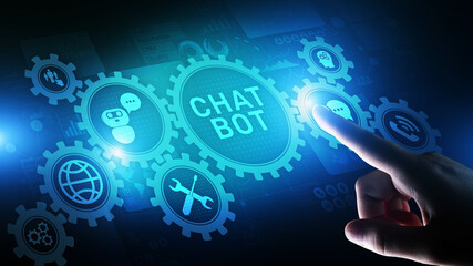 Fototapeta premium Chatbot computer program designed for conversation with human users over the Internet. Support and customer service automation technology concept.