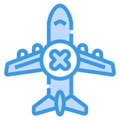 Obraz premium Airplane blue line icon