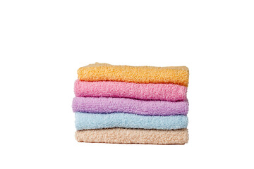 multi-colored bath towels. set of towels. spa concept.