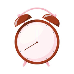 Brown alarm clock. Flat design. Illustration on a white background.
