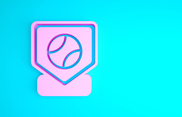 Pink Baseball base icon isolated on blue background. Minimalism concept. 3d illustration 3D render