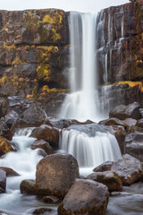 Öxarárfoss waterfall in Þingvellir National Park