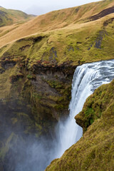 Naklejka na ściany i meble Skógafoss waterfall Iceland, seen from above