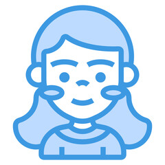 Girl blue line icon