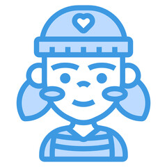 Girl blue line icon