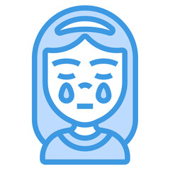 Girl blue line icon