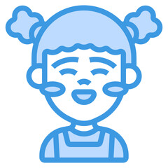 Girl blue line icon