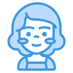 Girl blue line icon
