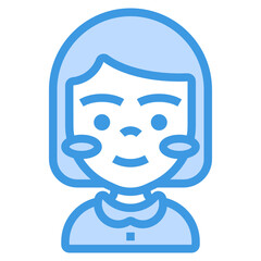 Girl blue line icon