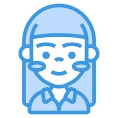 Girl blue line icon