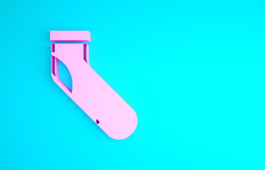 Pink Baseball sock icon isolated on blue background. Minimalism concept. 3d illustration 3D render