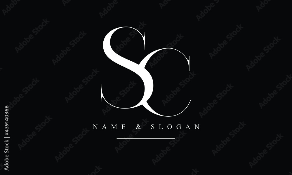 Wall mural sc, cs, s, c abstract letters logo monogram