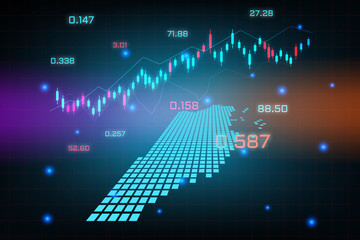 Stock market background or forex trading business graph chart for financial investment concept of Belize map. business idea and technology innovation design.
