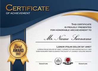 stylish modern elegant certificate of achievement award template design vector illustration