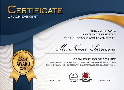stylish modern elegant certificate of achievement award template design vector illustration